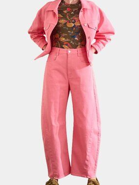 Hunter Bell Mabel Pants Barrel Leg Jeans Peony Pink Size 4